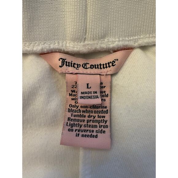 Juicy Couture Velour Jogger Pants Women’s Size L White Soft Tracksuit Lounge - Picture 6 of 6